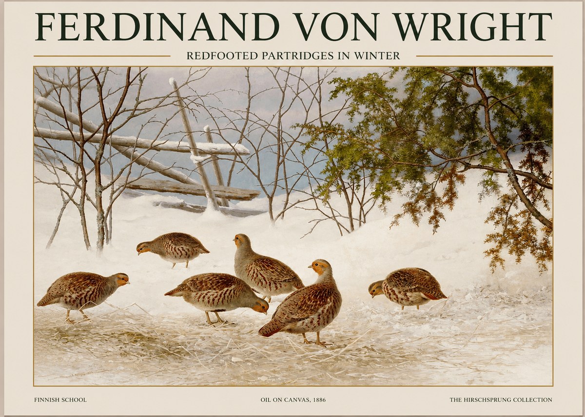 Ferdinand von Wright Redfooted Partridges in Winter No1 - Poster