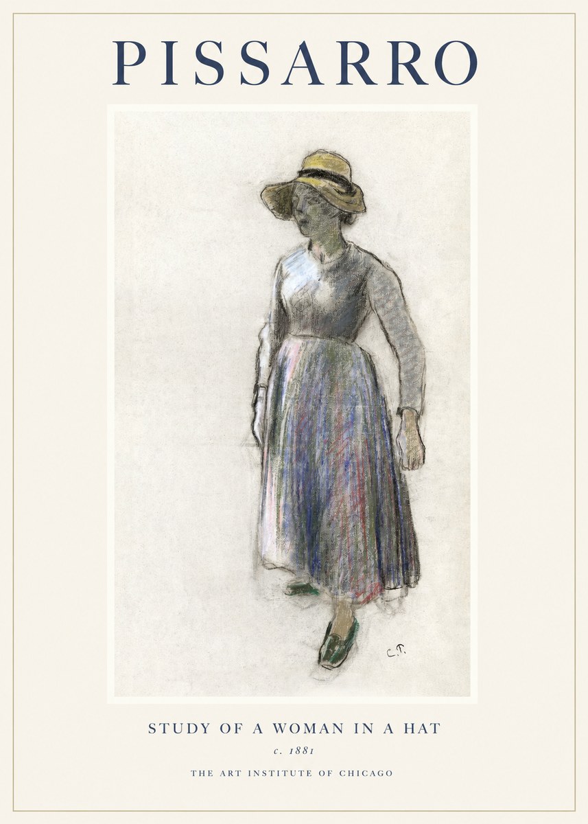 Pissarro Study of a Woman in a Hat No1 - Poster
