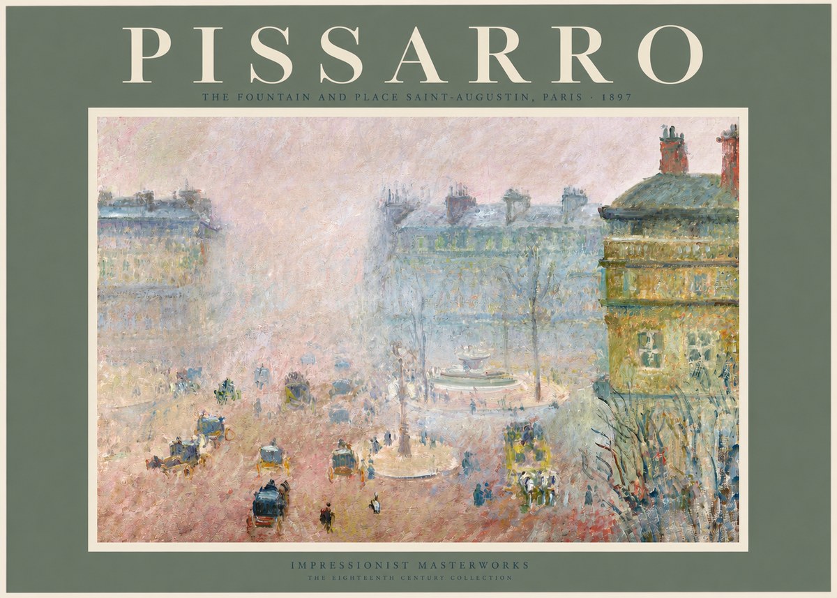 Pissarro The Fountain and Place Saint-augustin, Paris No2 - Poster