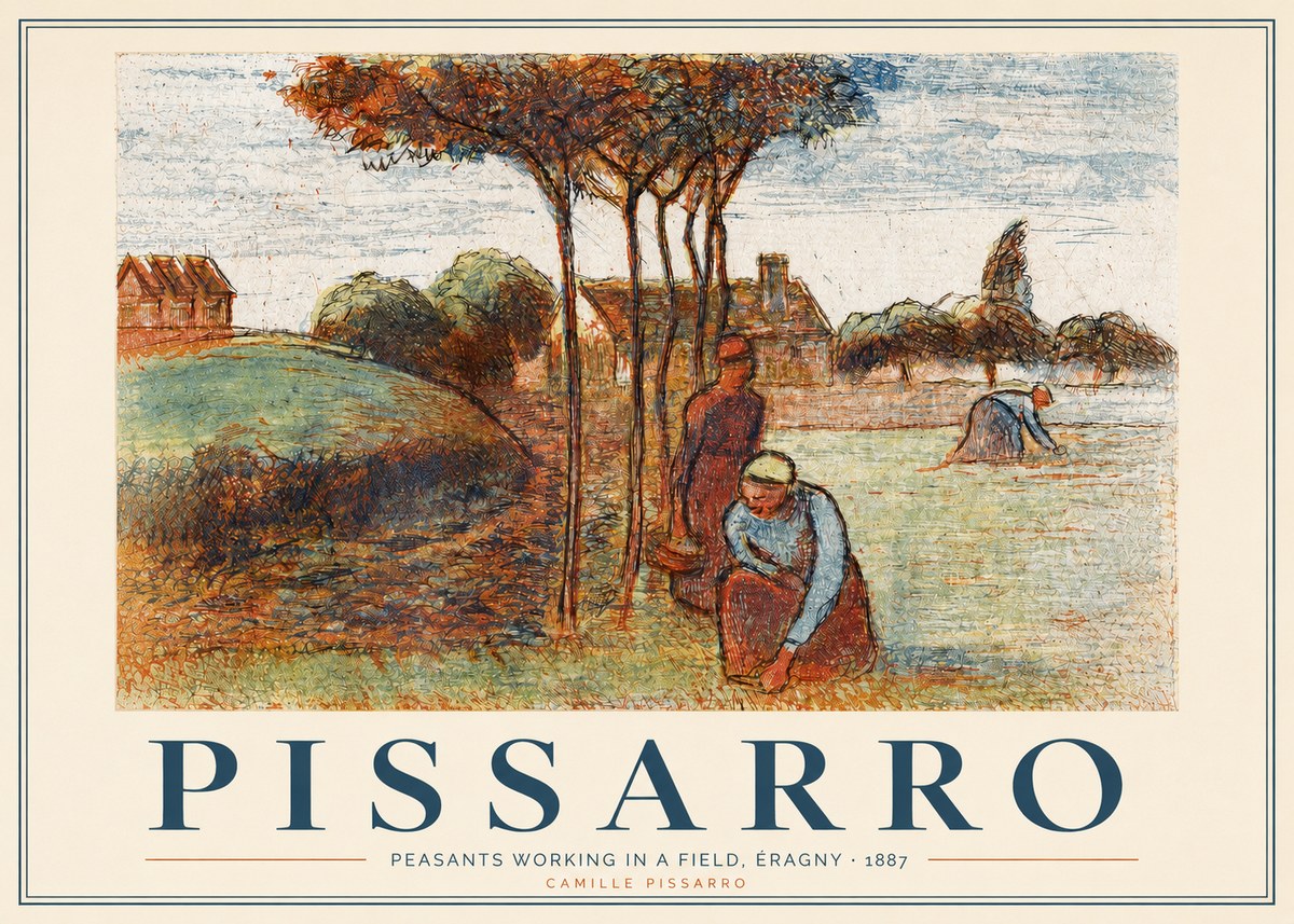 Pissarro Peasants Working in a Field, Éragny · 1887 No3 - Poster
