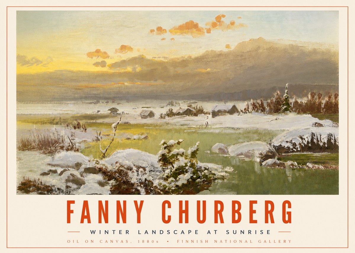 Fanny Churberg Winter Landscape at Sunrise No4 - Poster