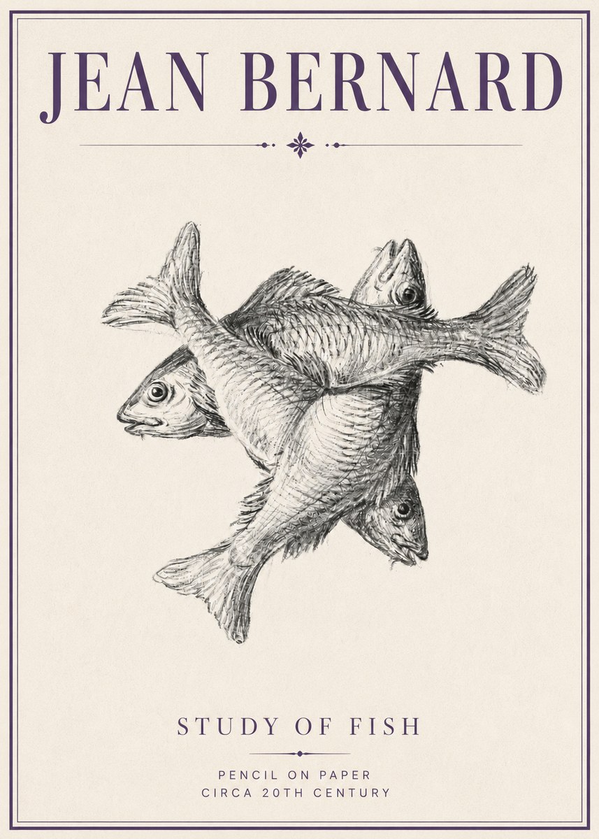 Jean Bernard Study of Fish No4 - Poster