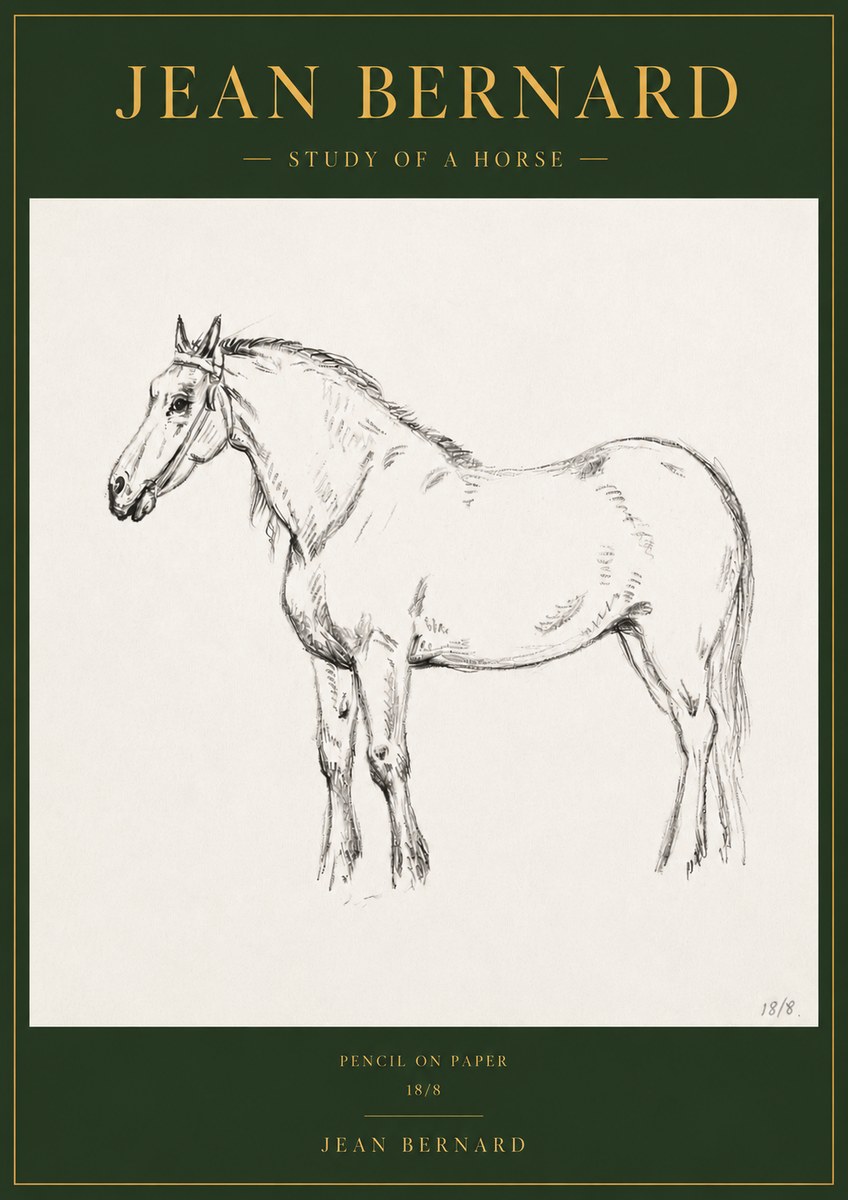 Jean Bernard Study of a Horse XVII No3 - Poster