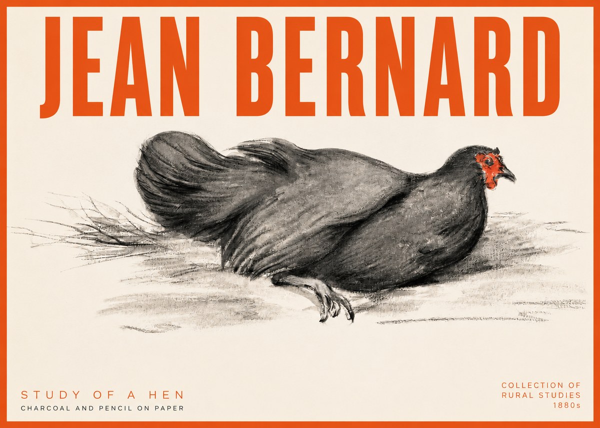 Jean Bernard Study of a Hen No2 - Poster