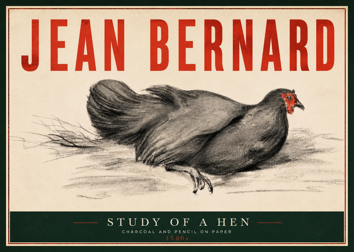 Jean Bernard Study of a Hen No4 - Poster