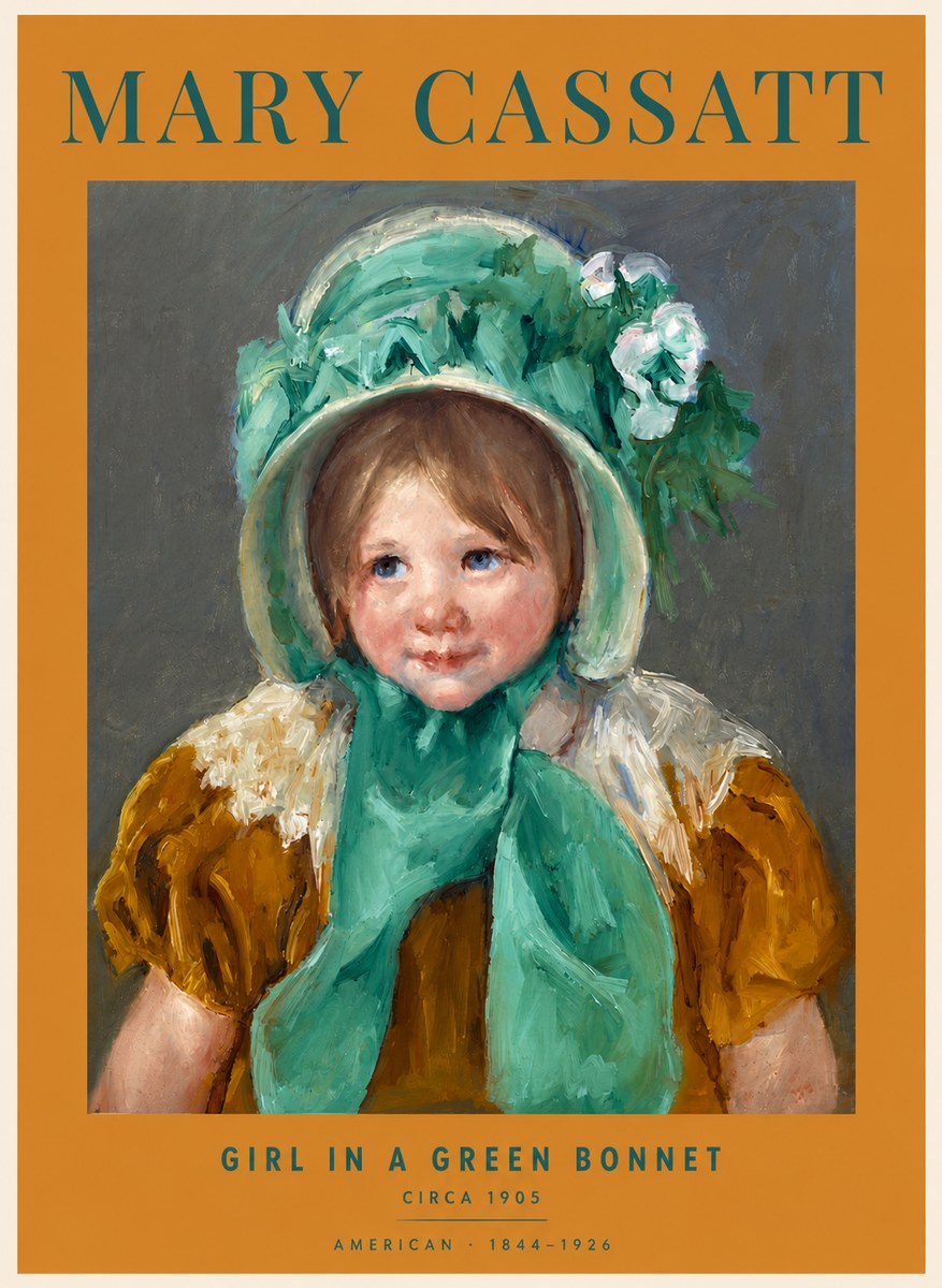 Mary Cassatt Girl in a Green Bonnet No4 - Poster