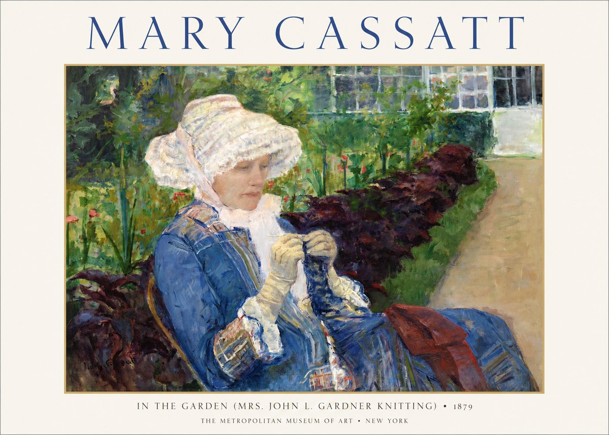 Mary Cassatt In the Garden (Mrs. John L. Gardner Knitting) No1 - Poster