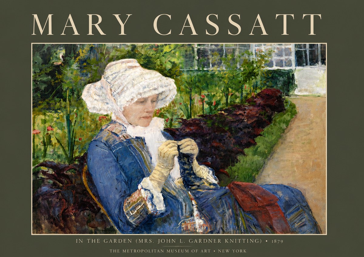 Mary Cassatt In the Garden (Mrs. John L. Gardner Knitting) No5 - Poster