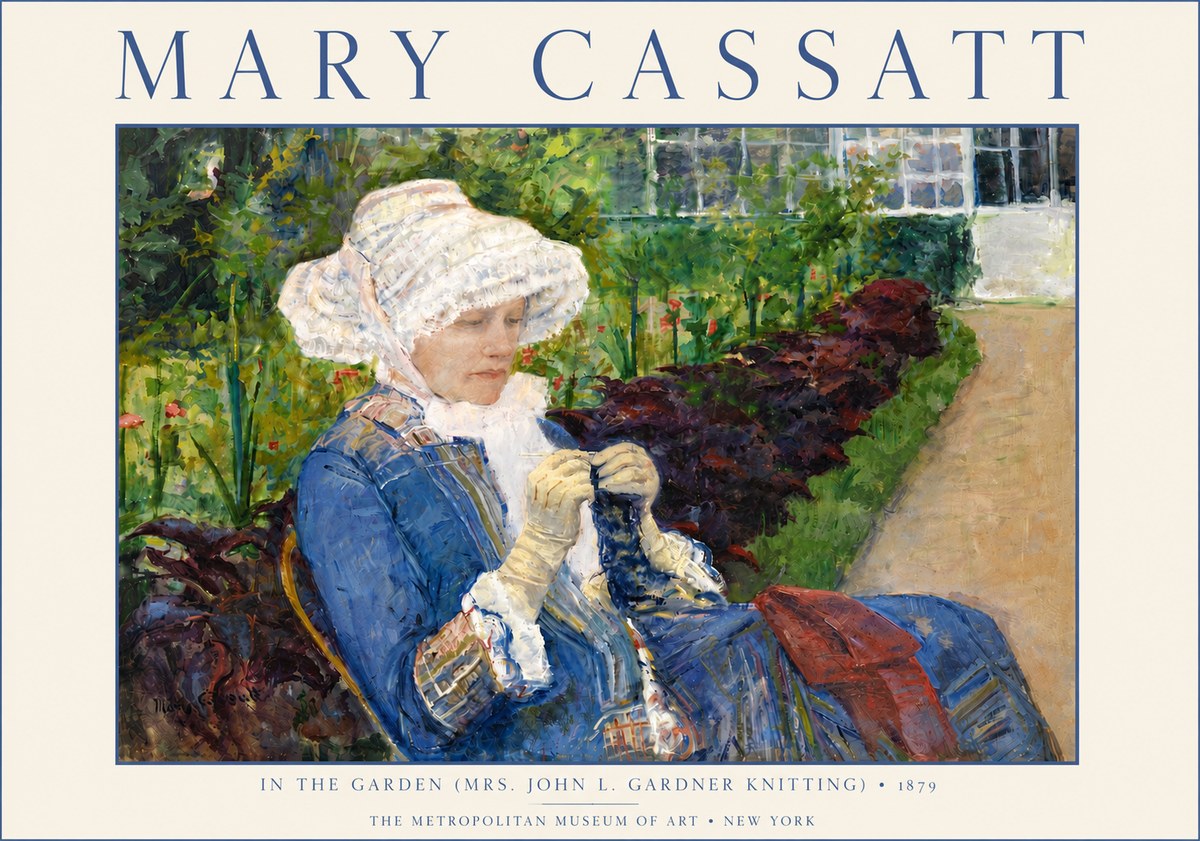 Mary Cassatt In the Garden (Mrs. John L. Gardner Knitting) No6 - Poster