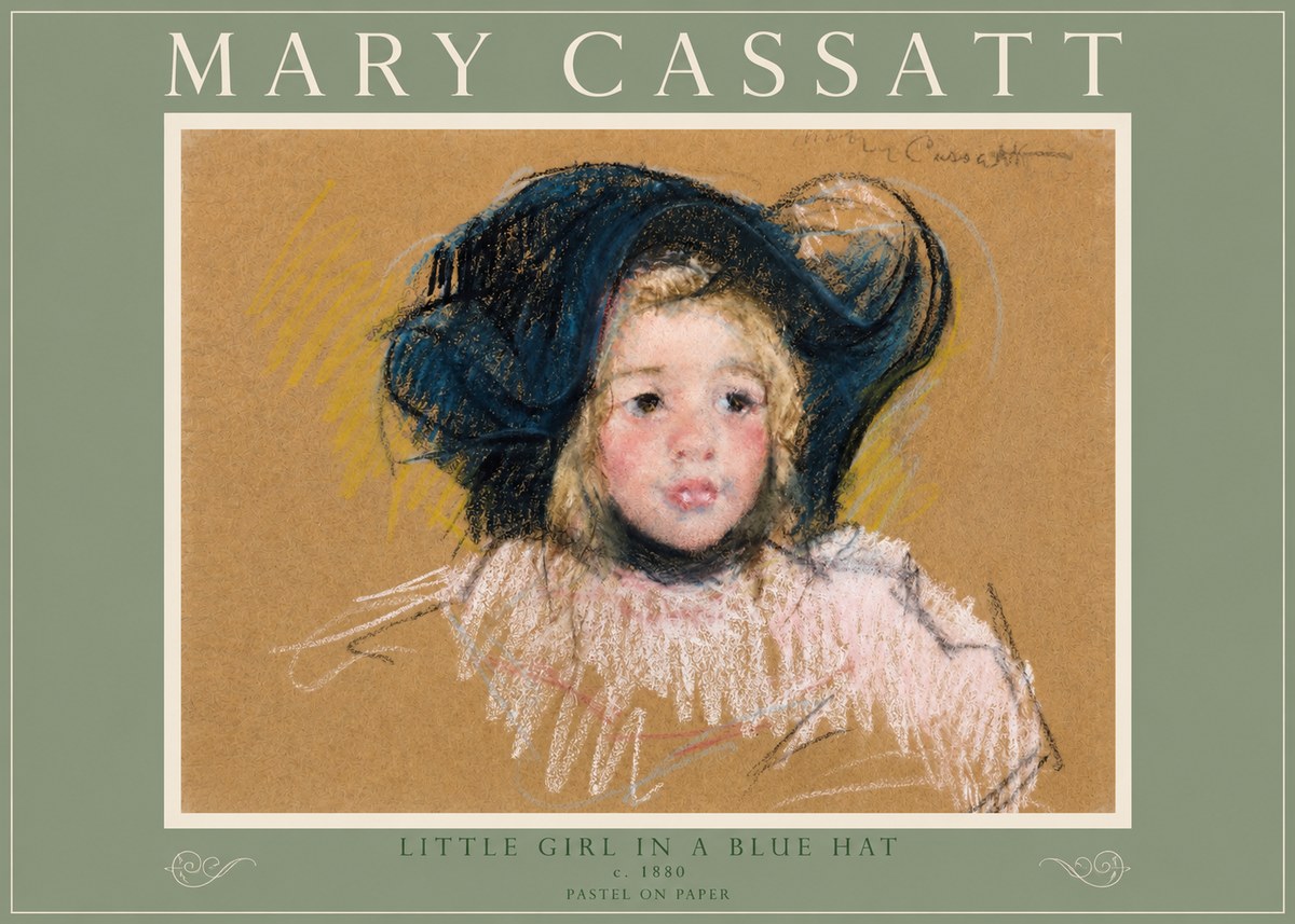 Mary Cassatt Little Girl in a Blue Hat No3 - Poster