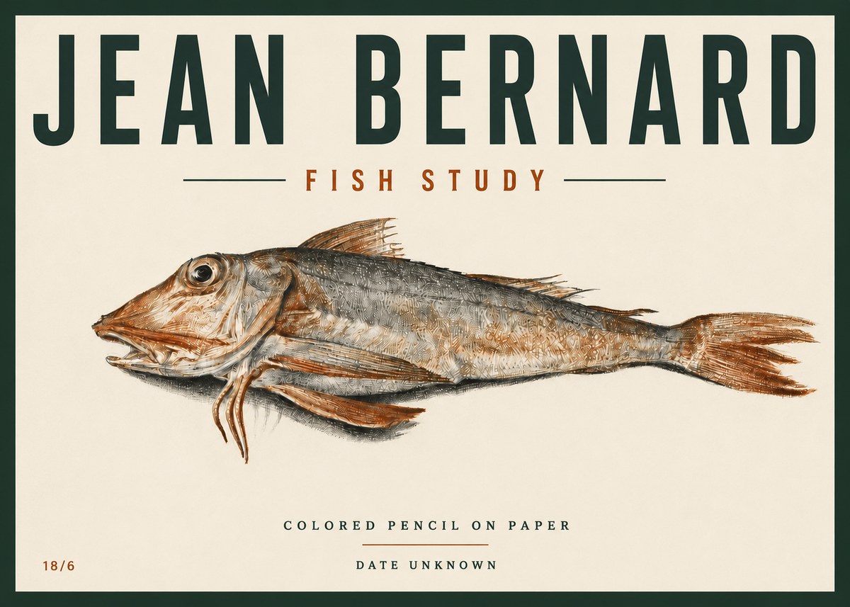 Jean Bernard Fish Study II No6 - Poster