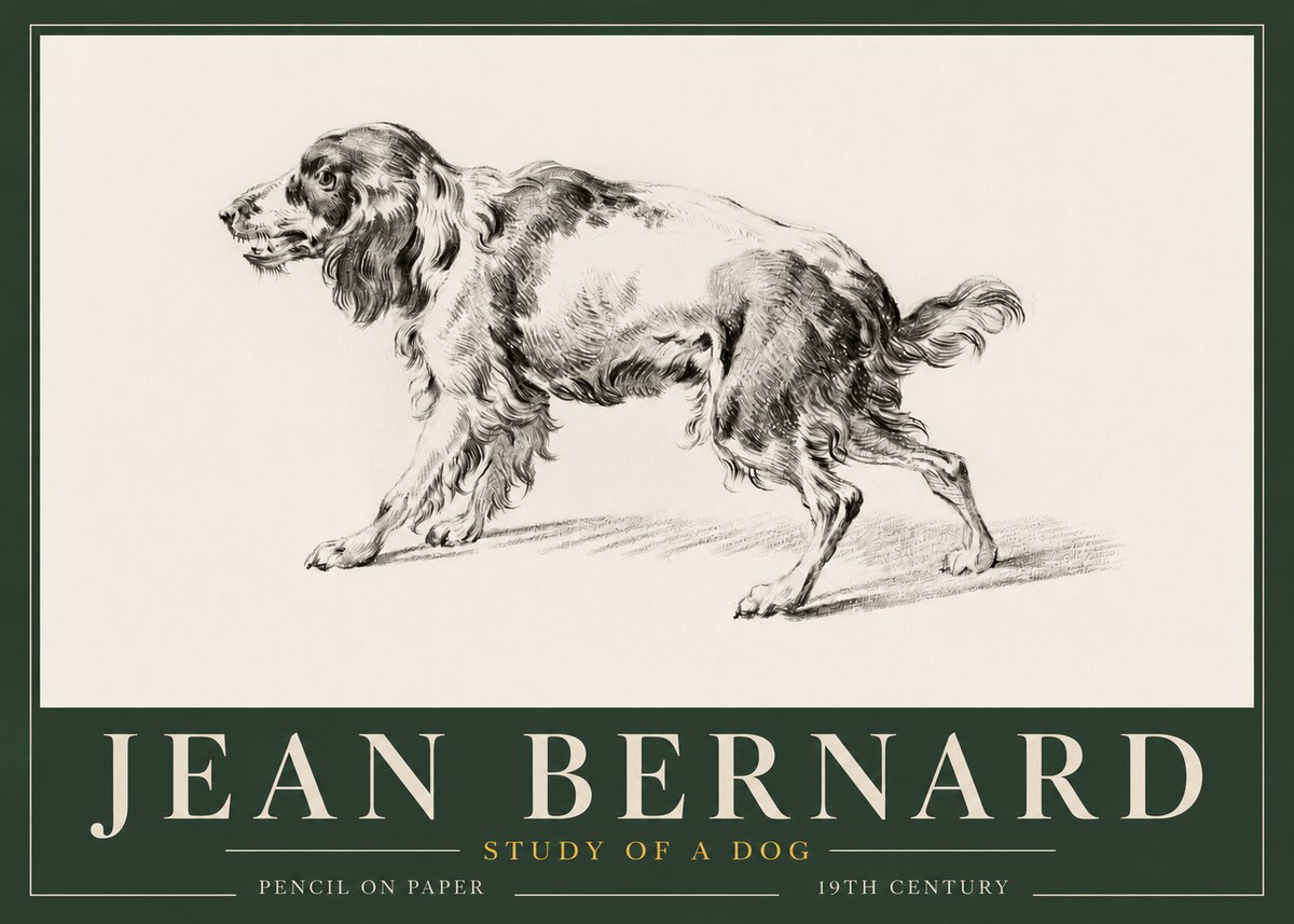 Jean Bernard Study of a Dog V No3 - Poster