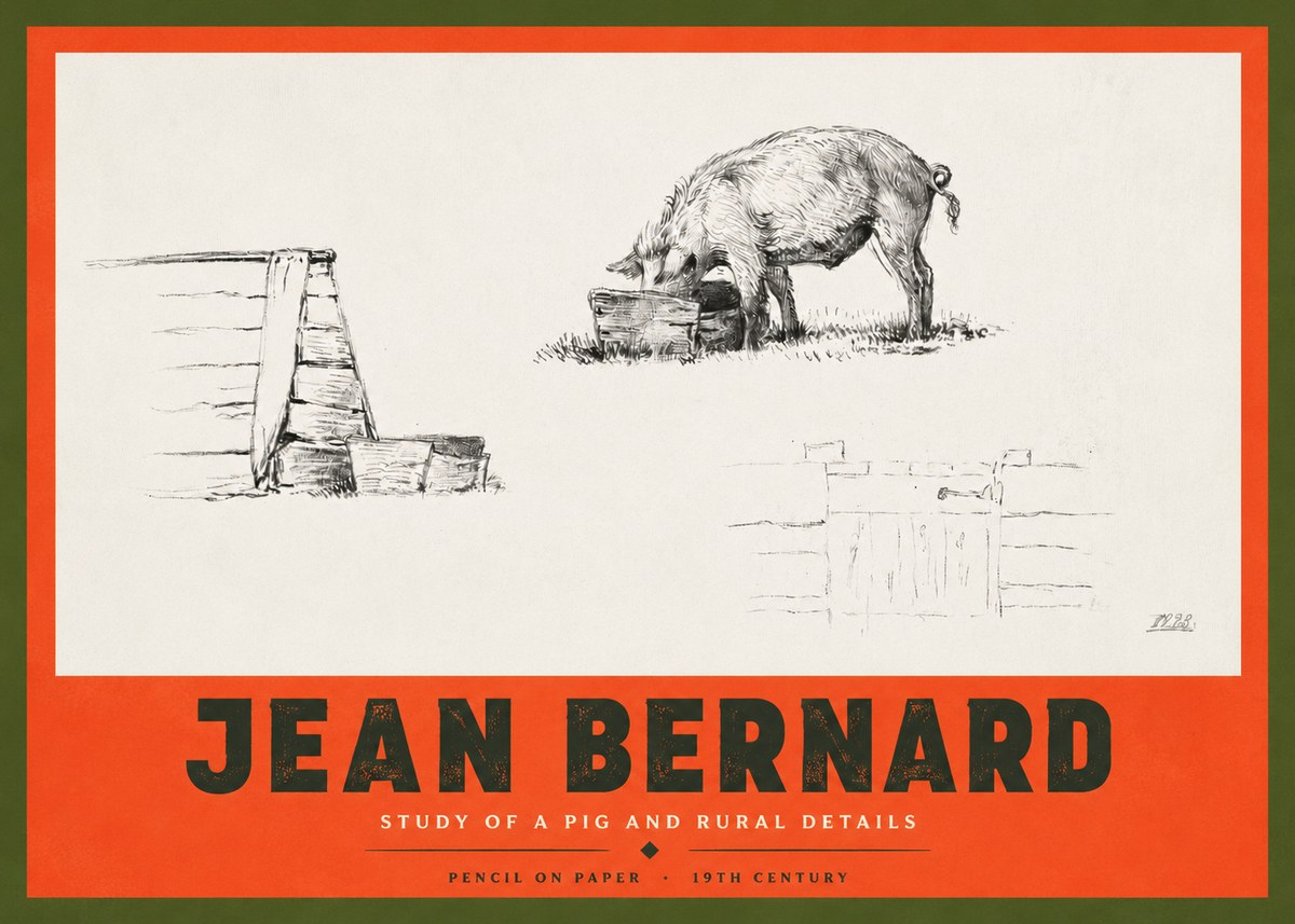 Jean Bernard Pig Study No4 - Poster