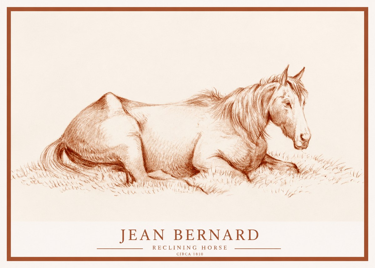 Jean Bernard Reclining Horse No1 - Poster