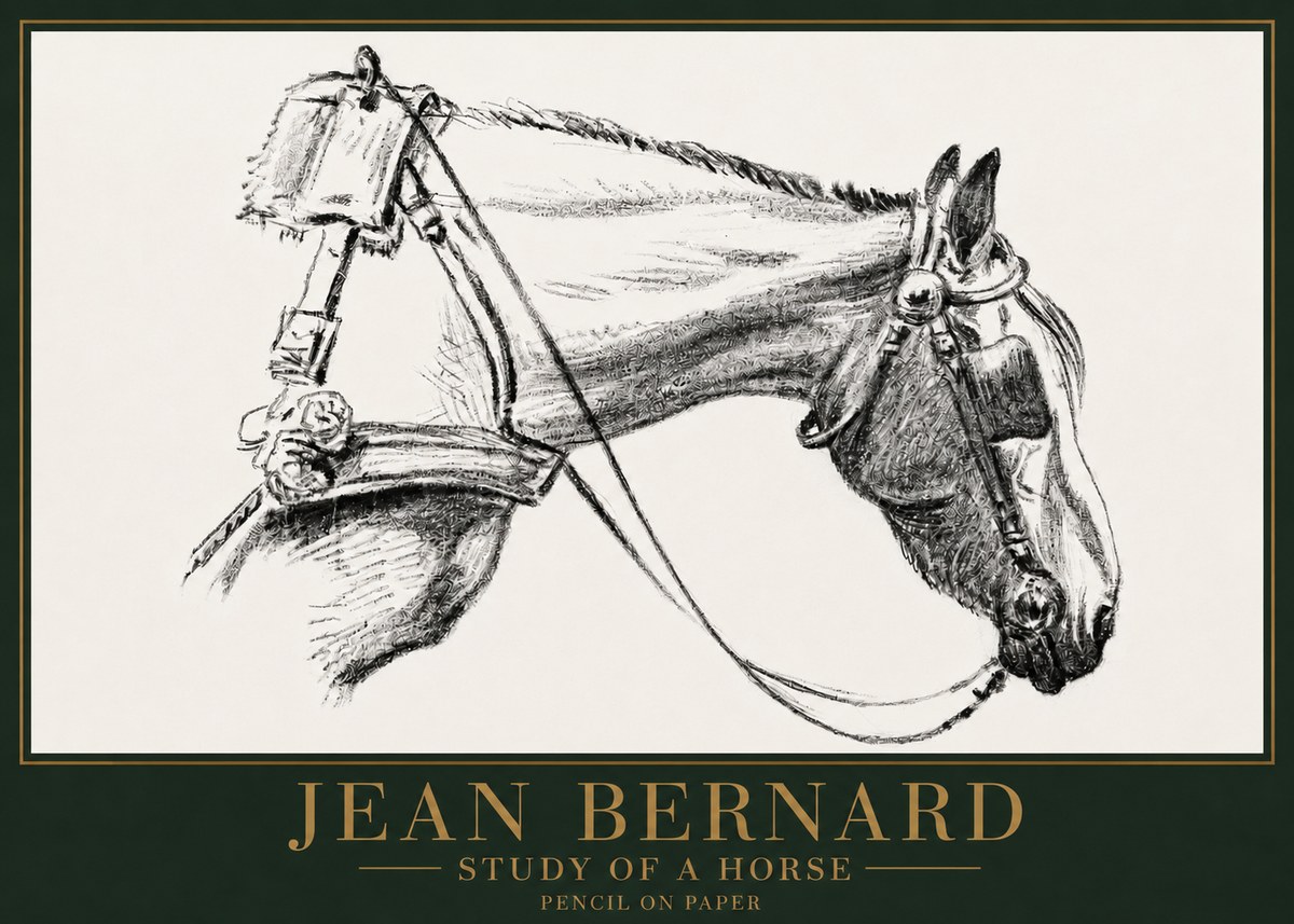 Jean Bernard Study of a Horse XVIII No4 - Poster