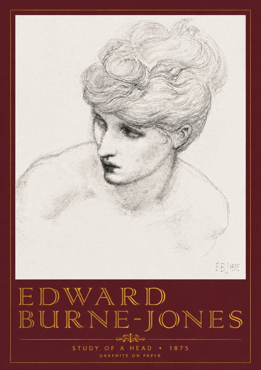 Edward Burne-Jones Study of a Head No4 - Poster