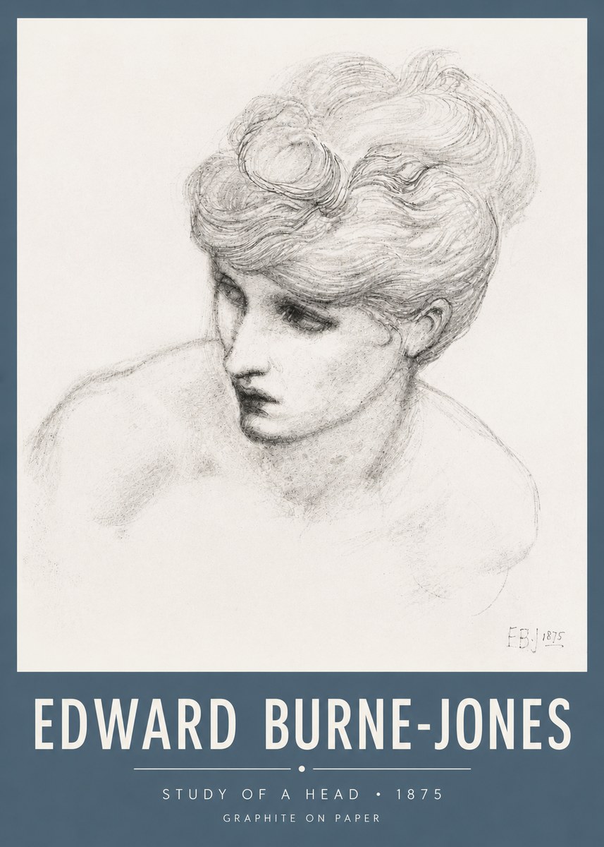 Edward Burne-Jones Study of a Head No5 - Poster