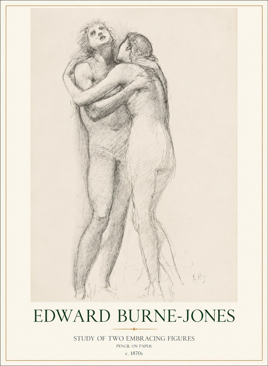 Edward Burne-Jones Study of Two Embracing Figures No1 - Poster