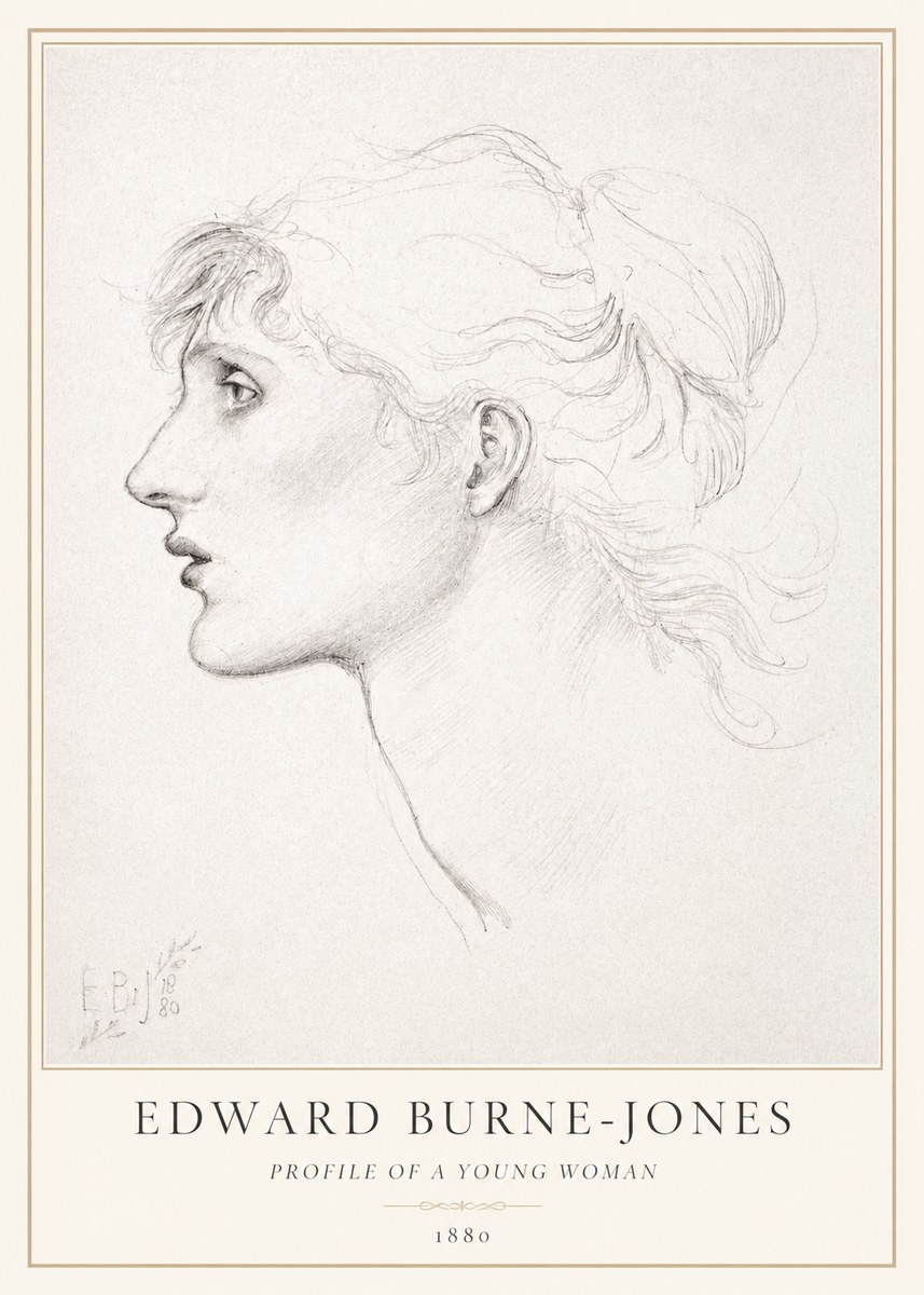 Edward Burne-Jones Profile of a Young Woman No1 - Poster