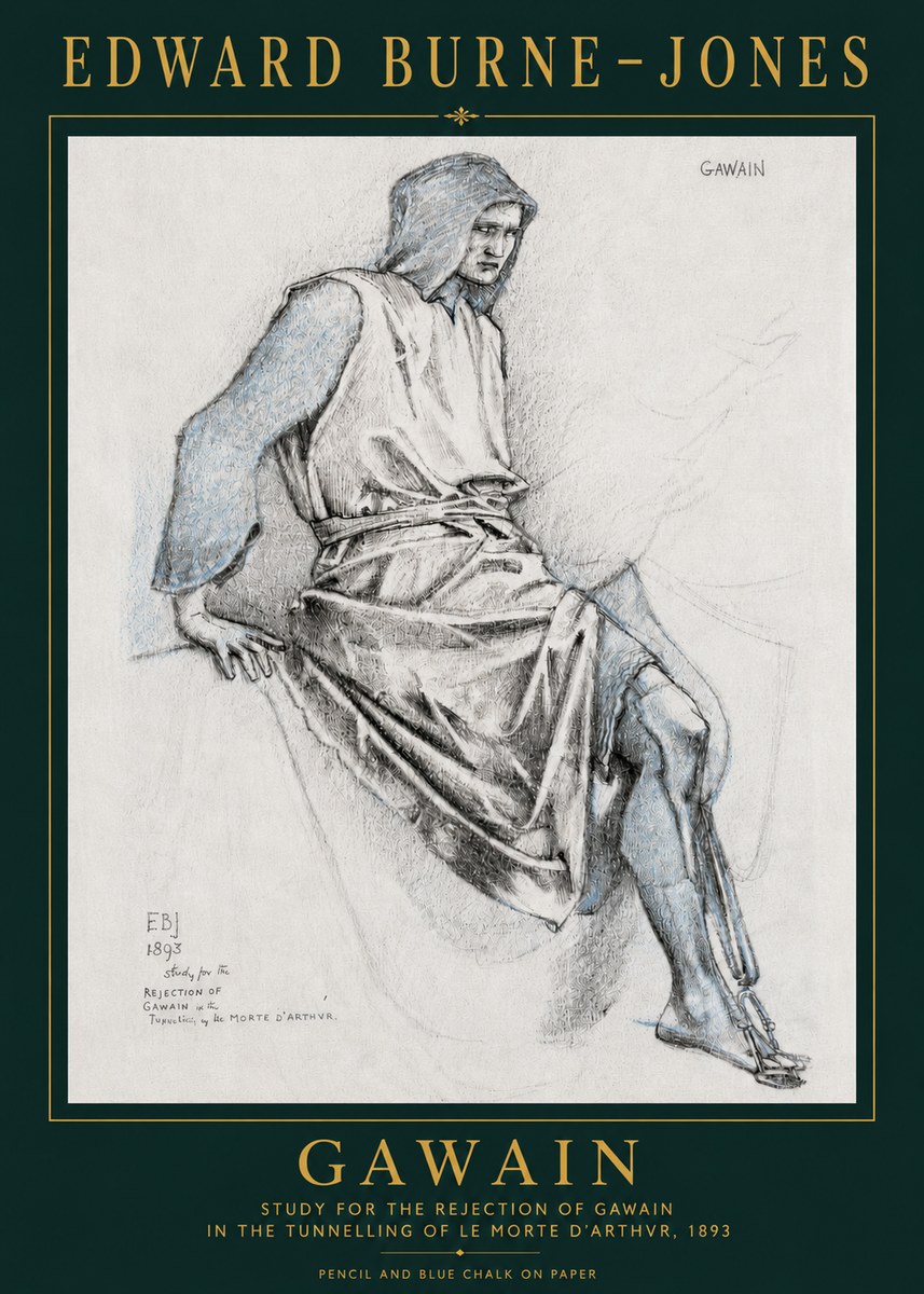 Edward Burne-Jones Gawain - Study for the Rejection of Gawain in the Tunnelling of Le Morte D'arthur, 1893 No3 - Poster