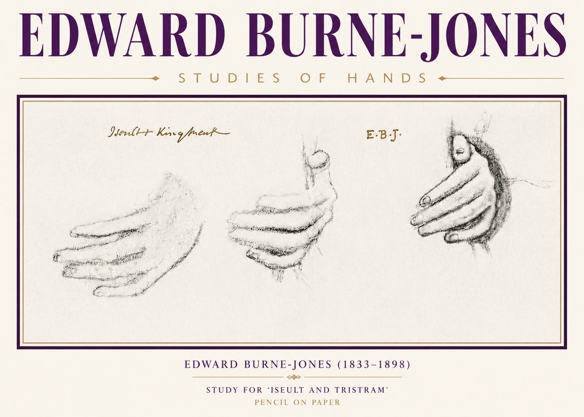Edward Burne-Jones Study for 'Iseult and Tristram' No5 - Poster