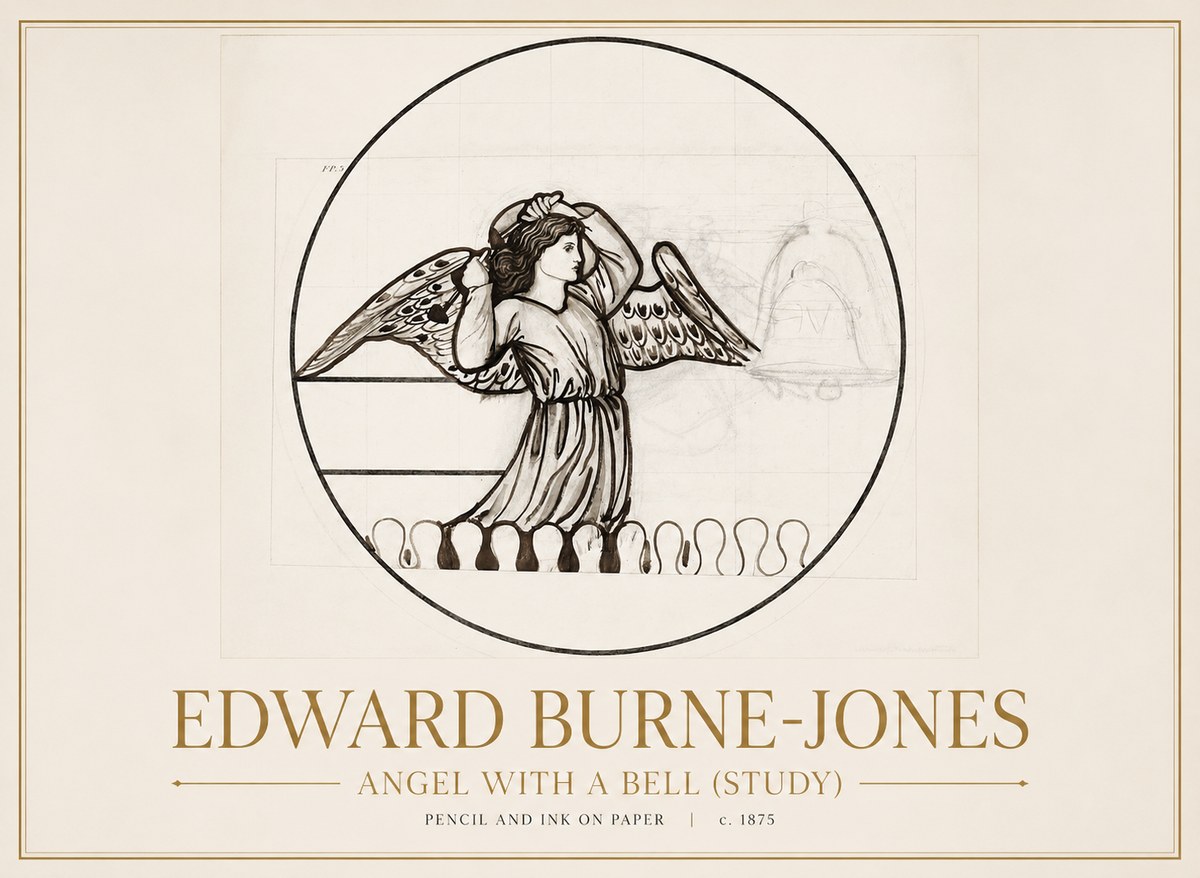 Edward Burne-Jones Angel with a Bell (Study) No1 - Poster