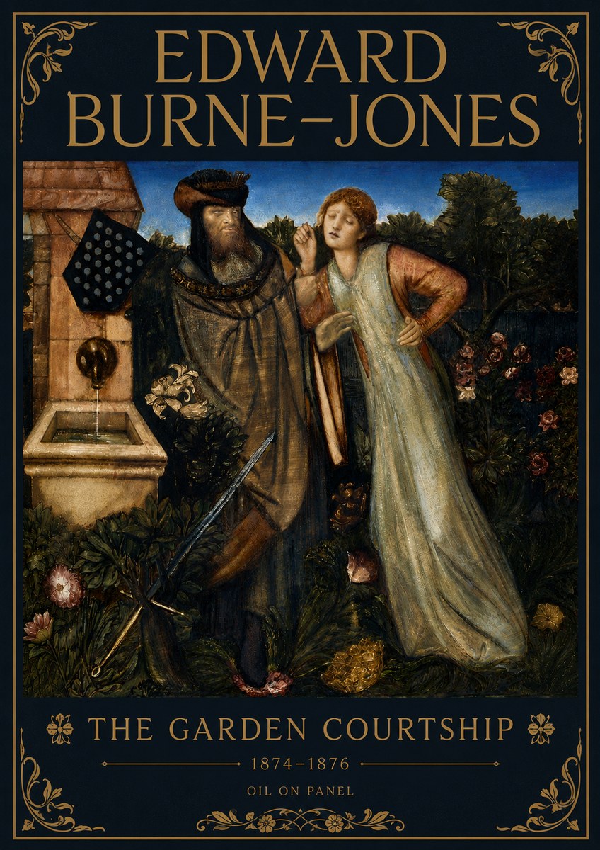 Edward Burne-Jones The Garden Courtship No6 - Poster