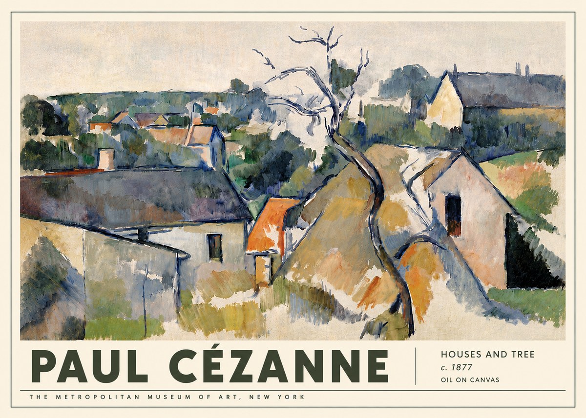 Paul Cézanne Houses and Tree No5 - Poster