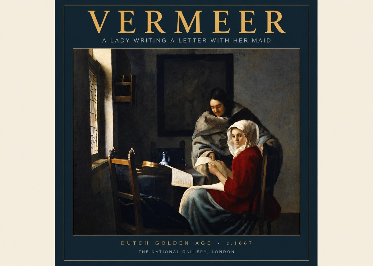Vermeer A Lady Writing a Letter with Her Maid I No2 - Poster