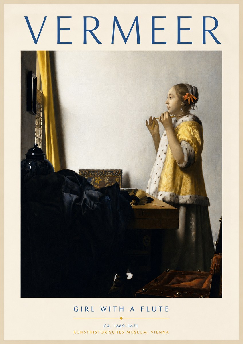 Vermeer Girl with a Flute No4 - Poster