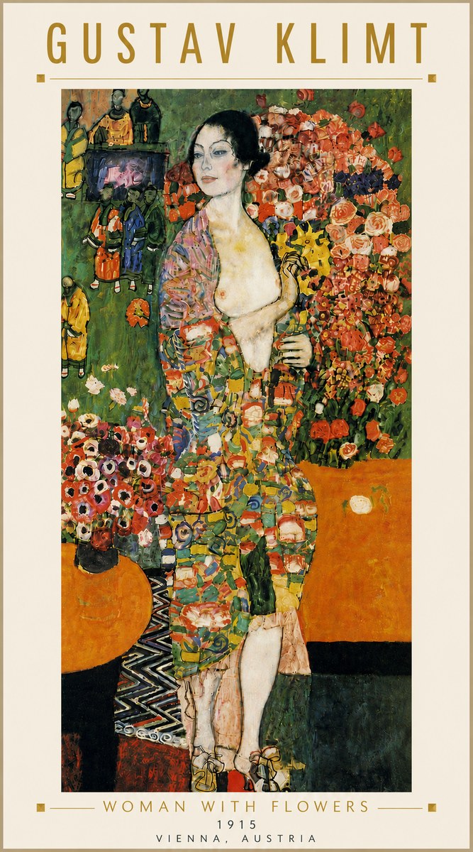 Klimt Woman with Flowers No6 - Poster