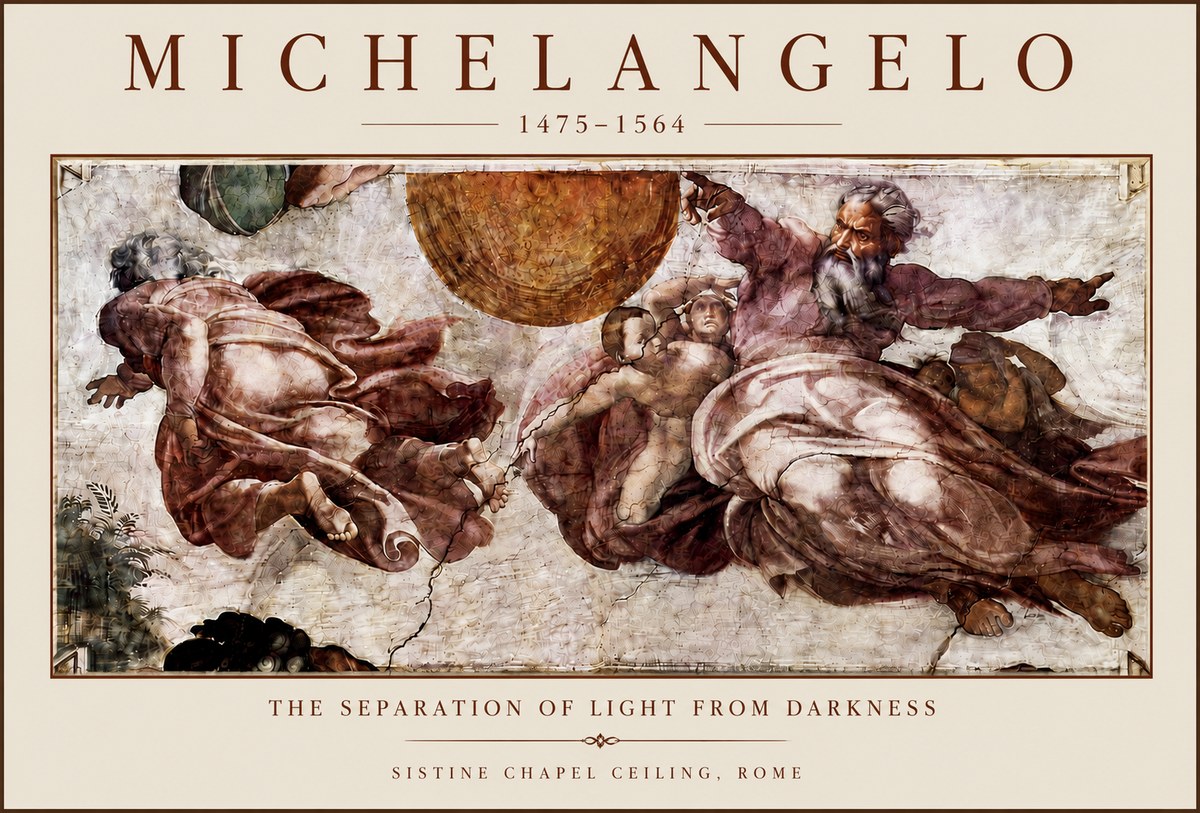 Michelangelo The Separation of Light from Darkness No5 - Poster