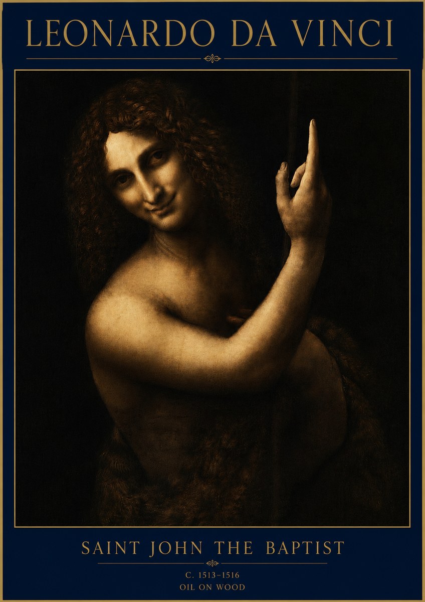 Leonardo da Vinci Saint John the Baptist No3 - Poster