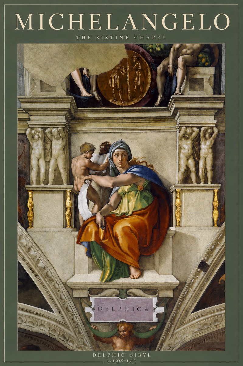Michelangelo Delphic Sibyl No4 - Poster