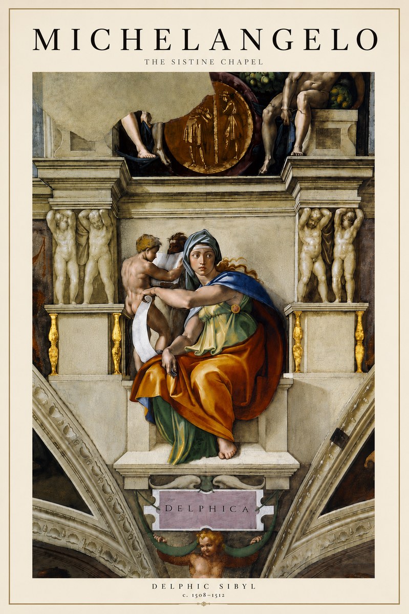 Michelangelo Delphic Sibyl No5 - Poster