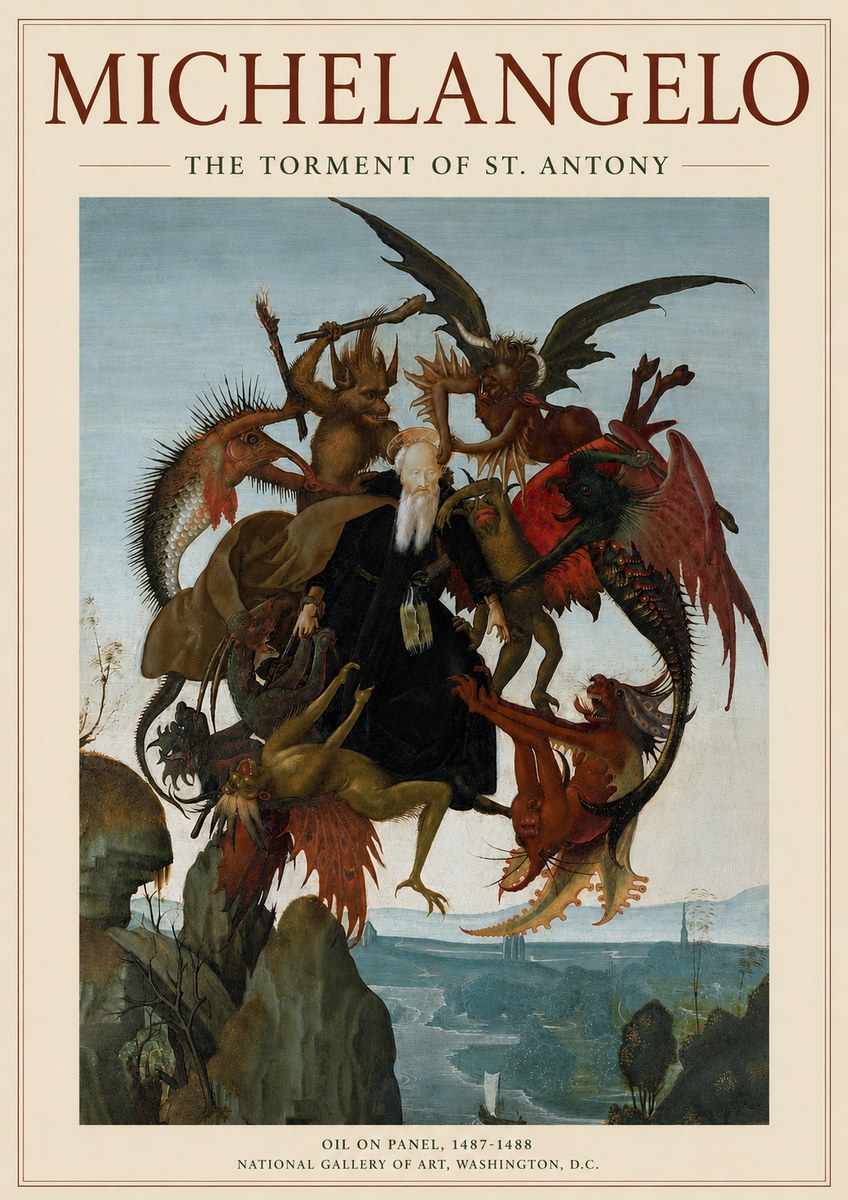 Michelangelo The Torment of St. Antony No3 - Poster