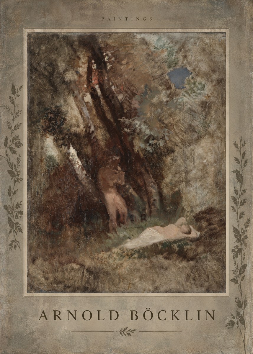 Arnold Böcklin Pan Frightening a Nymph No5 - Poster