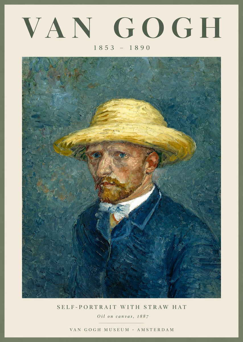 Van Gogh Self-portrait with Straw Hat III No2 - Poster