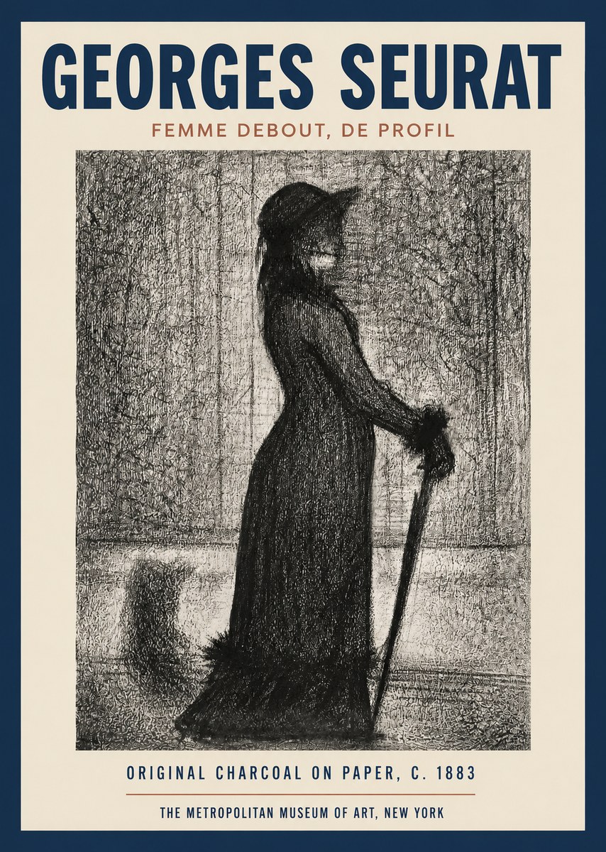 Seurat Femme Debout, De Profil No2 - Poster