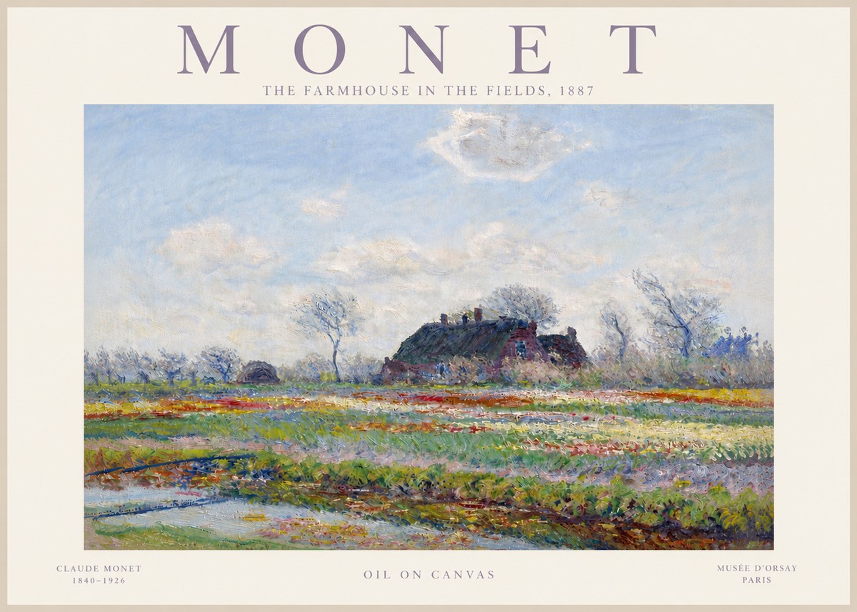 Monet The Farmhouse in the Fields No5 - Poster