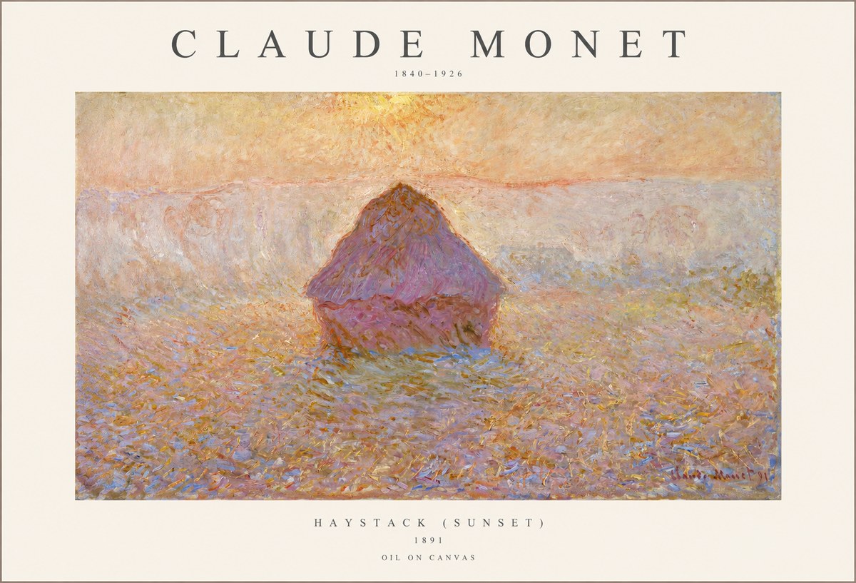 Monet Haystack (Sunset) No1 - Poster