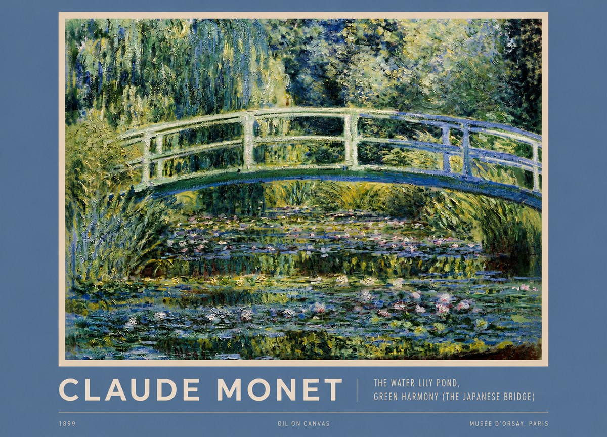Monet The Water Lily Pond, Green Harmony (the Japanese Bridge) No2 - Poster