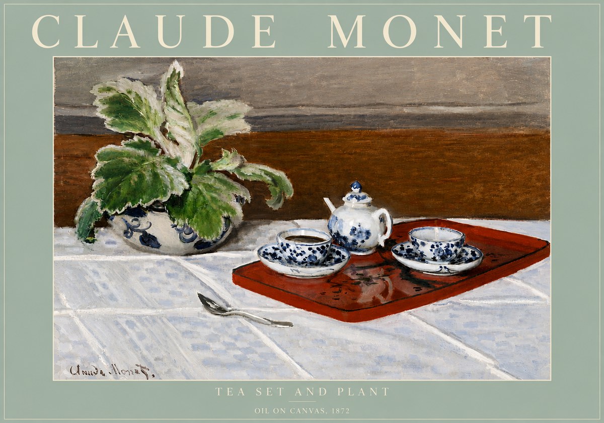 Monet Tea Set and Plant No6 - Poster