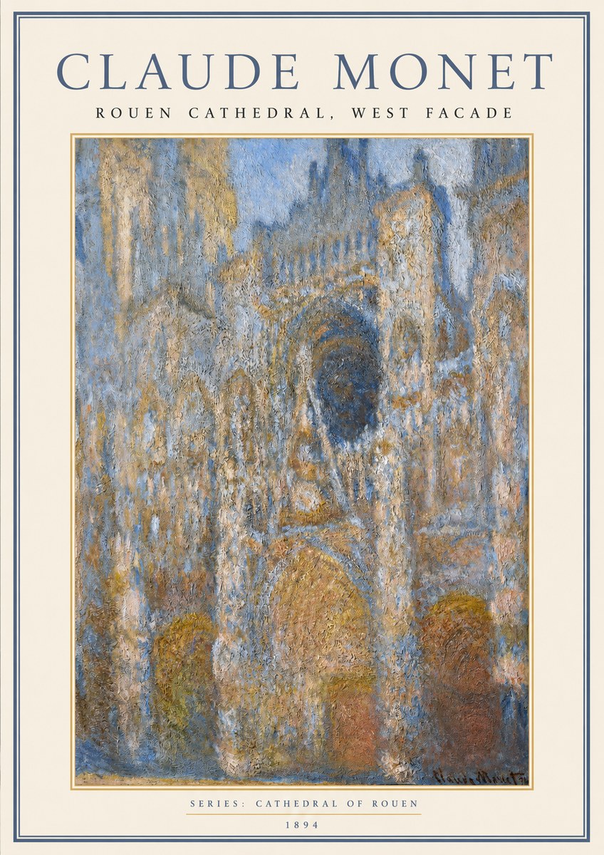 Monet Rouen Cathedral, West Facade No1 - Poster