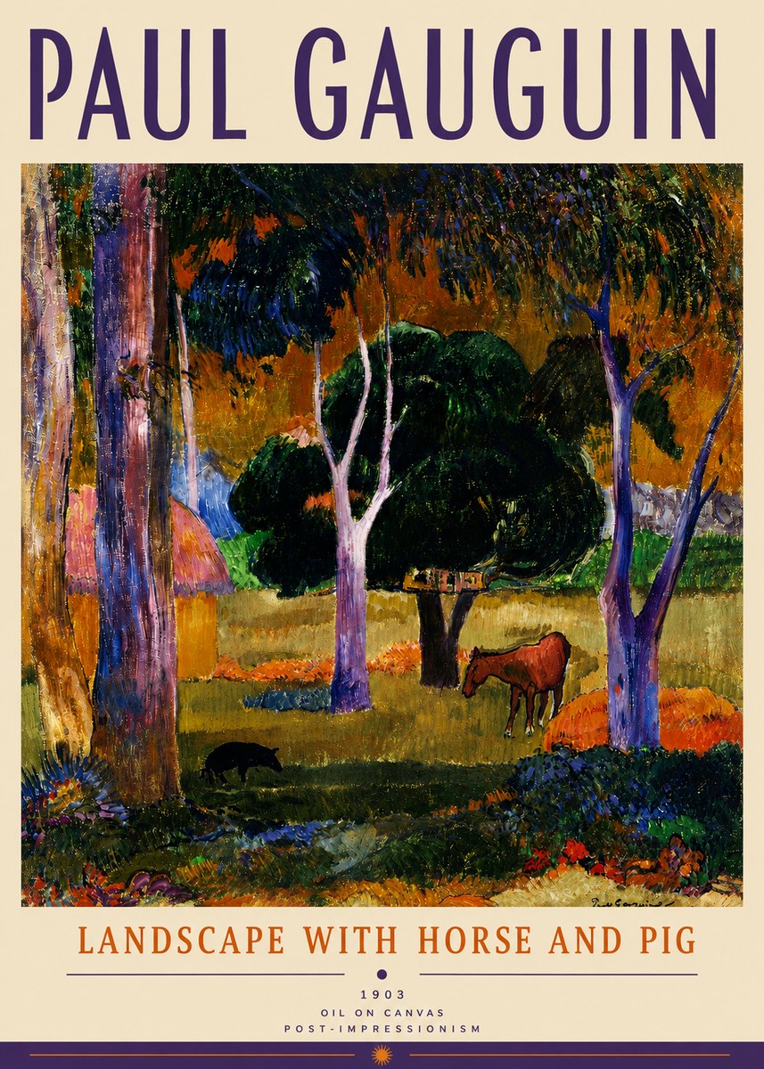 Paul Gauguin Landscape with Horse and Pig No5 - Poster