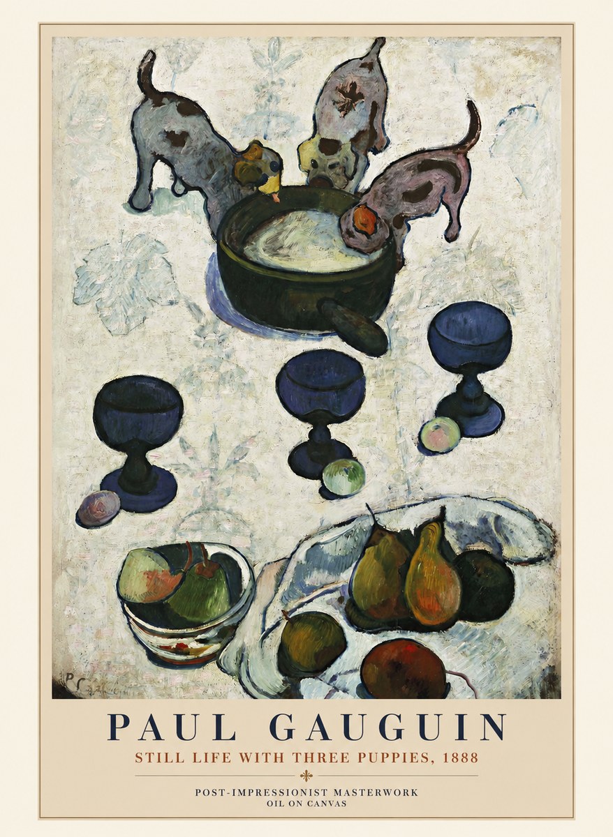 Paul Gauguin Still Life with Three Puppies, 1888 No1 - Poster