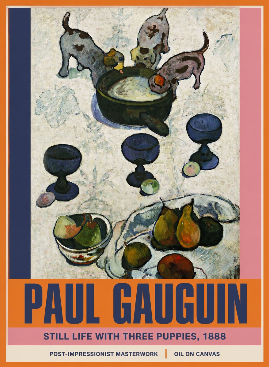 Paul Gauguin Still Life with Three Puppies, 1888 No2 - Poster