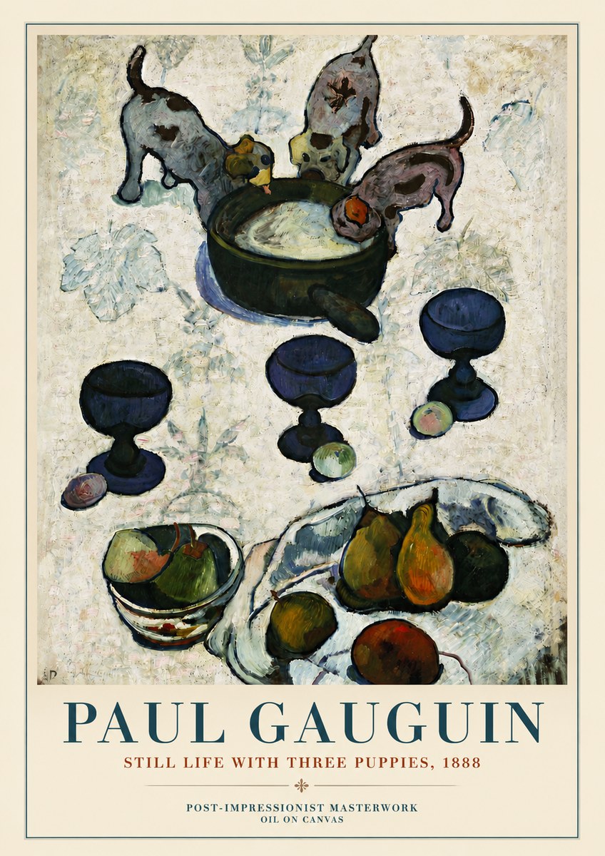 Paul Gauguin Still Life with Three Puppies, 1888 No3 - Poster