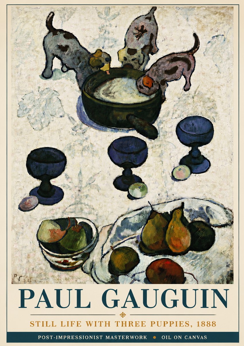 Paul Gauguin Still Life with Three Puppies, 1888 No5 - Poster