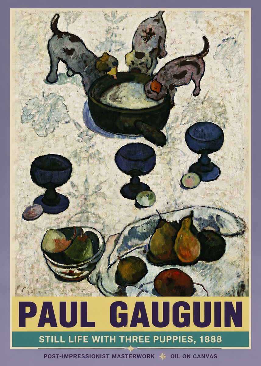 Paul Gauguin Still Life with Three Puppies, 1888 No6 - Poster